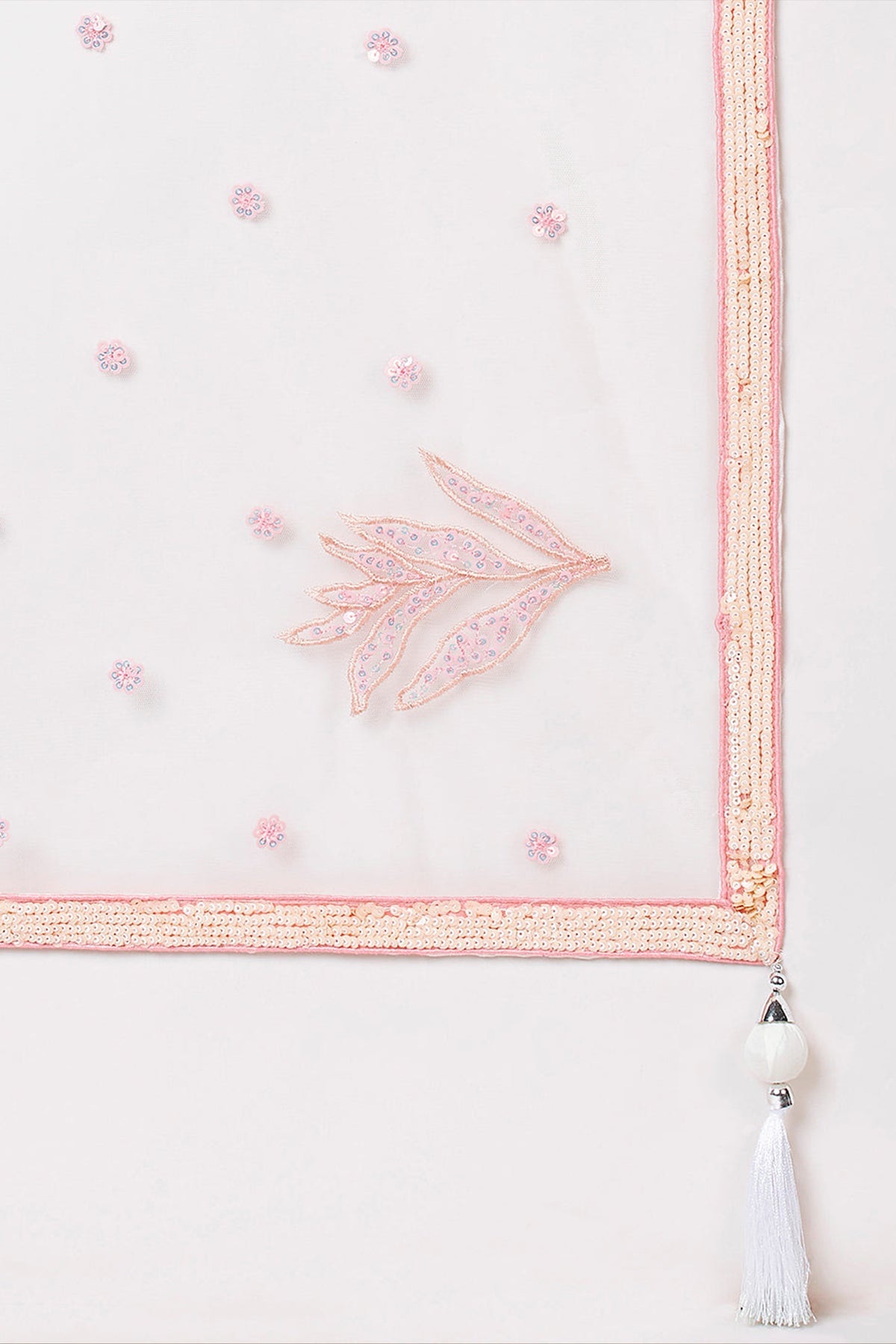 Pristine White Soft Net Lehenga Choli with Multi-Colored Floral Thread Embroidery