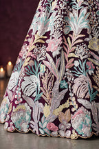 Deep Wine Soft Net Thread & Sequins Embroidered Lehenga Choli