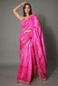 Pink Silk Leheriya Printed Saree with Applique Work Scallop Border - pink silk saree