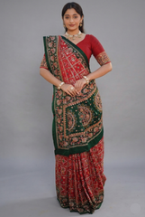 Maroon Gaji Silk Traditional Gharchola with Contrast Pallu and Border