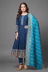 Blue Art Silk Sequin Embroidery Anarkali Suit