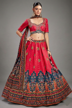 Pink Chiffon Silk Digital Floral Printed Lehenga with Sequins Work - pink silk saree
