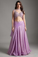 Mauve Purple Tissue Silk Mermaid Cut Lehenga with Beaded and Sequin Work