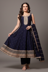 Blue Art Silk Sequin Embroidery Anarkali Suit