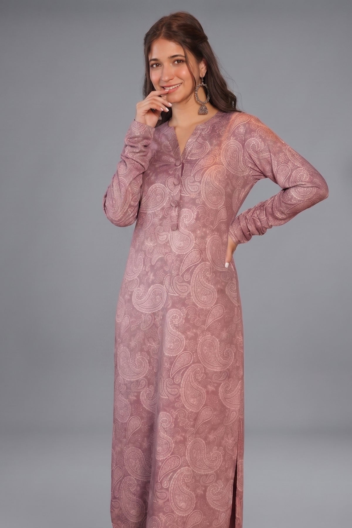 Paisley Printed Muslin Straight Cut Kurti with Pant - muslin saree