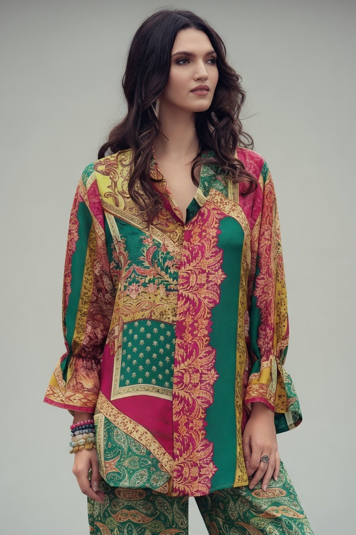 Muslin Digital Printed Patchwork Co-ord Set