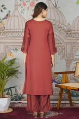 Gaji Silk Printed Straight Cut A Line Kurti Set