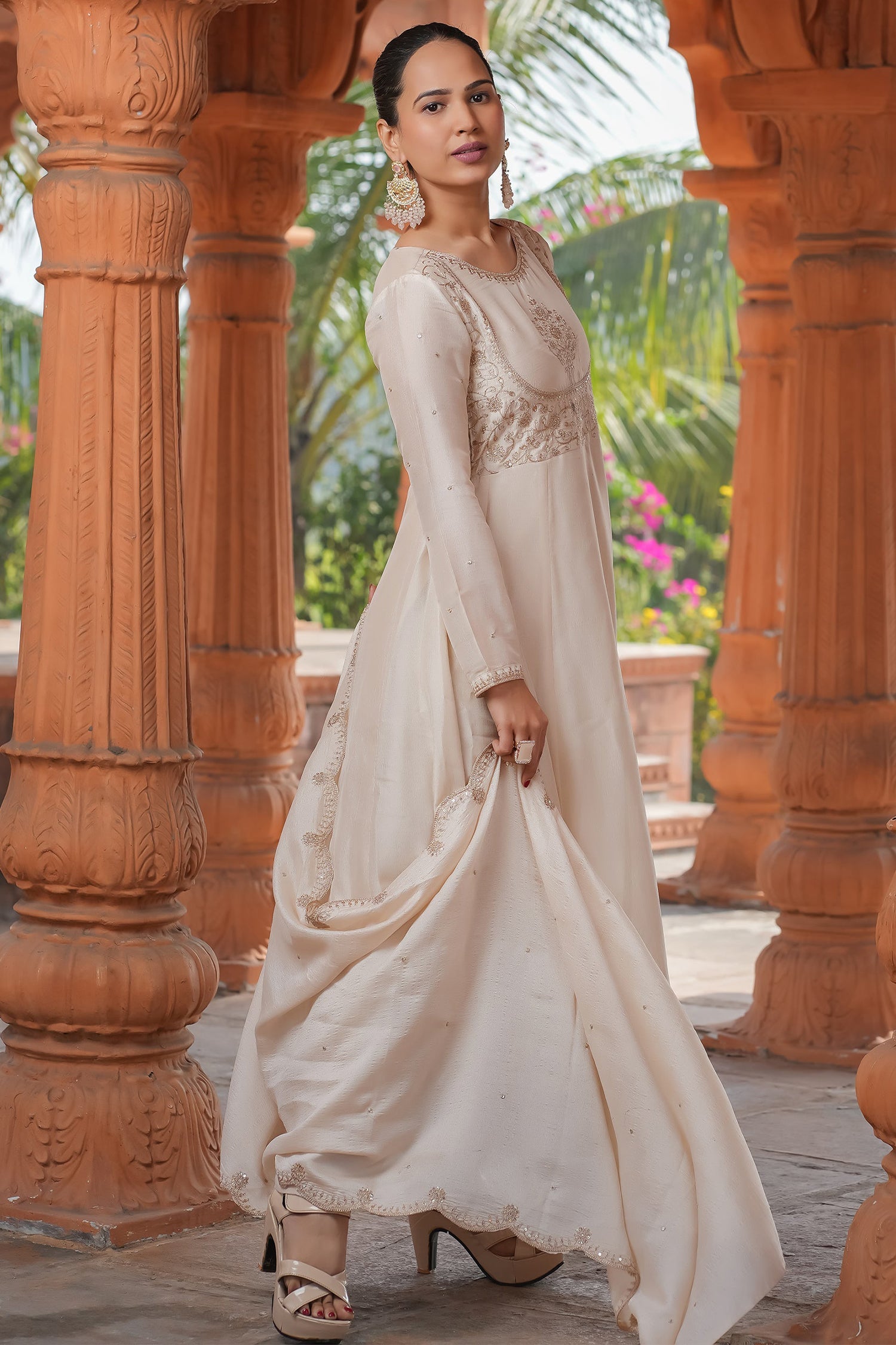 Art Silk Embroidered Anarkali Kurti Set