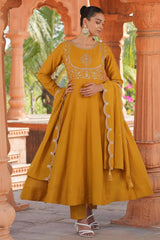 Art Silk Embroidered Anarkali Kurti Set