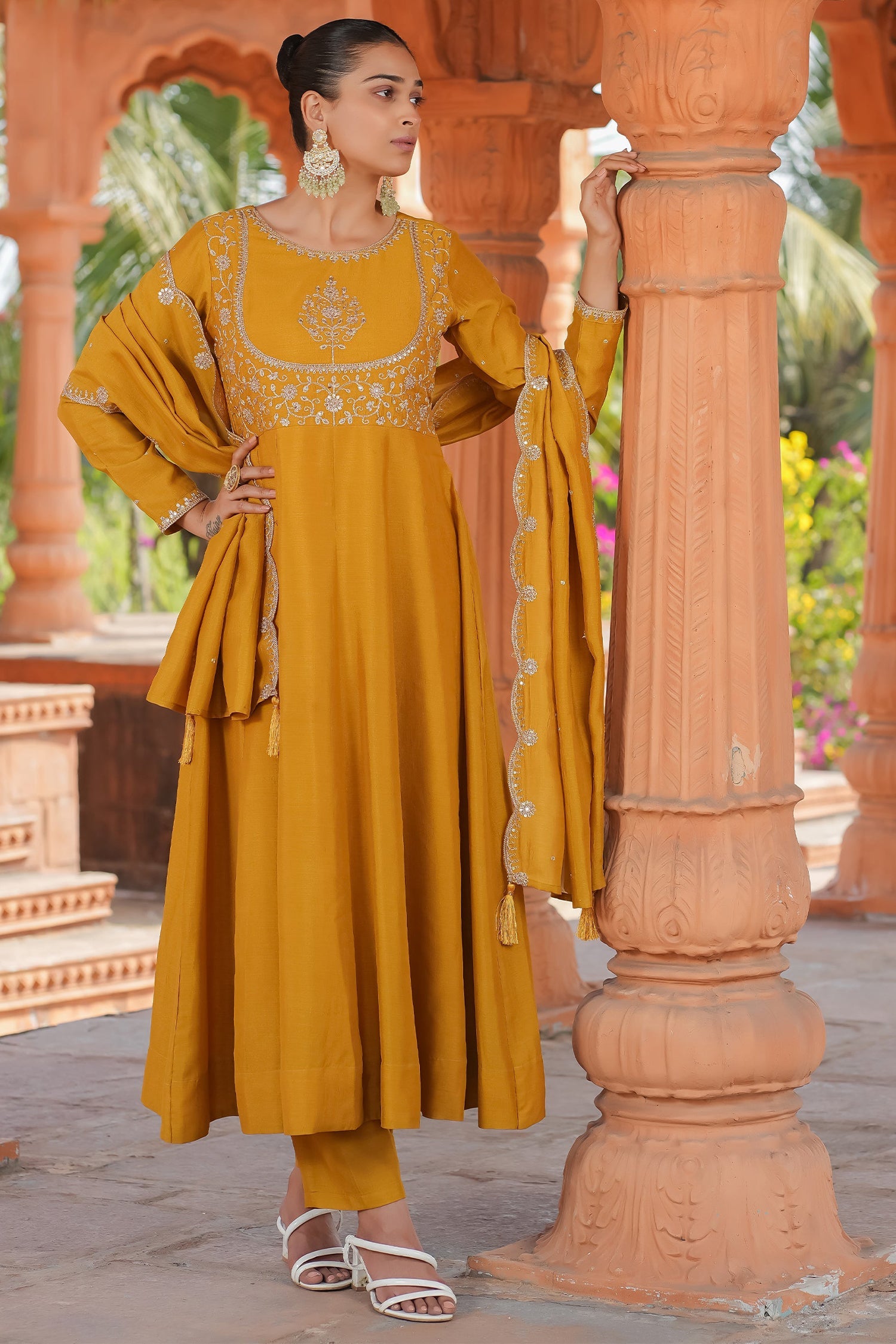 Art Silk Embroidered Anarkali Kurti Set