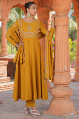 Art Silk Embroidered Anarkali Kurti Set