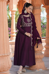 Art Silk Embroidered Anarkali Kurti Set