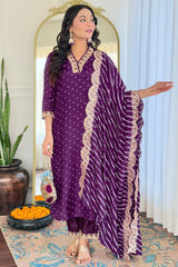 Art Silk Embroidered Straight Cut Kurti Set