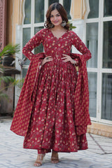 Cotton Anarkali Printed Kurti Set