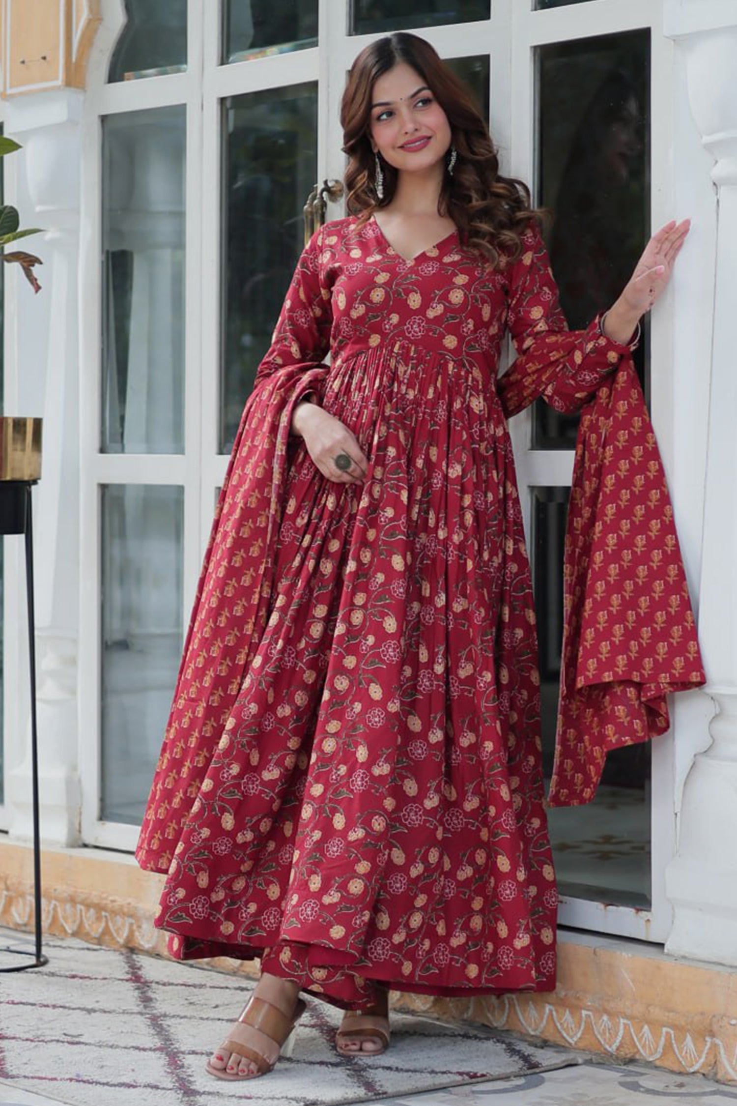 Cotton Anarkali Printed Kurti Set