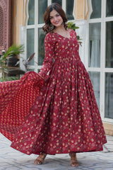 Cotton Anarkali Printed Kurti Set