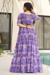 Georgette Floral Printed Flared Kurti