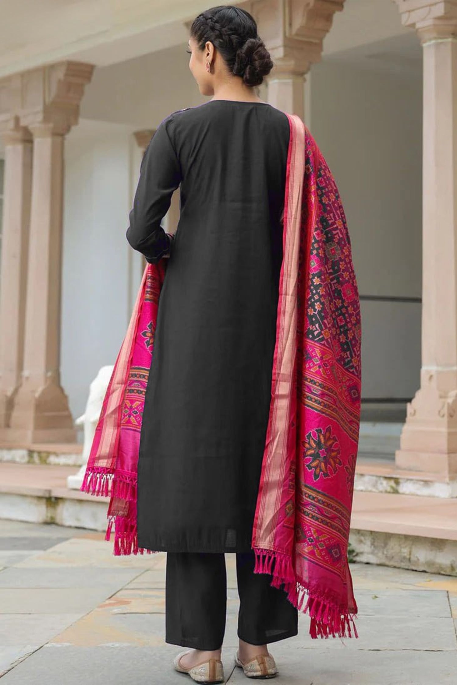 Cotton Embroidered Straight Cut Kurti Set