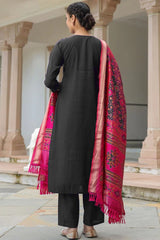 Cotton Embroidered Straight Cut Kurti Set