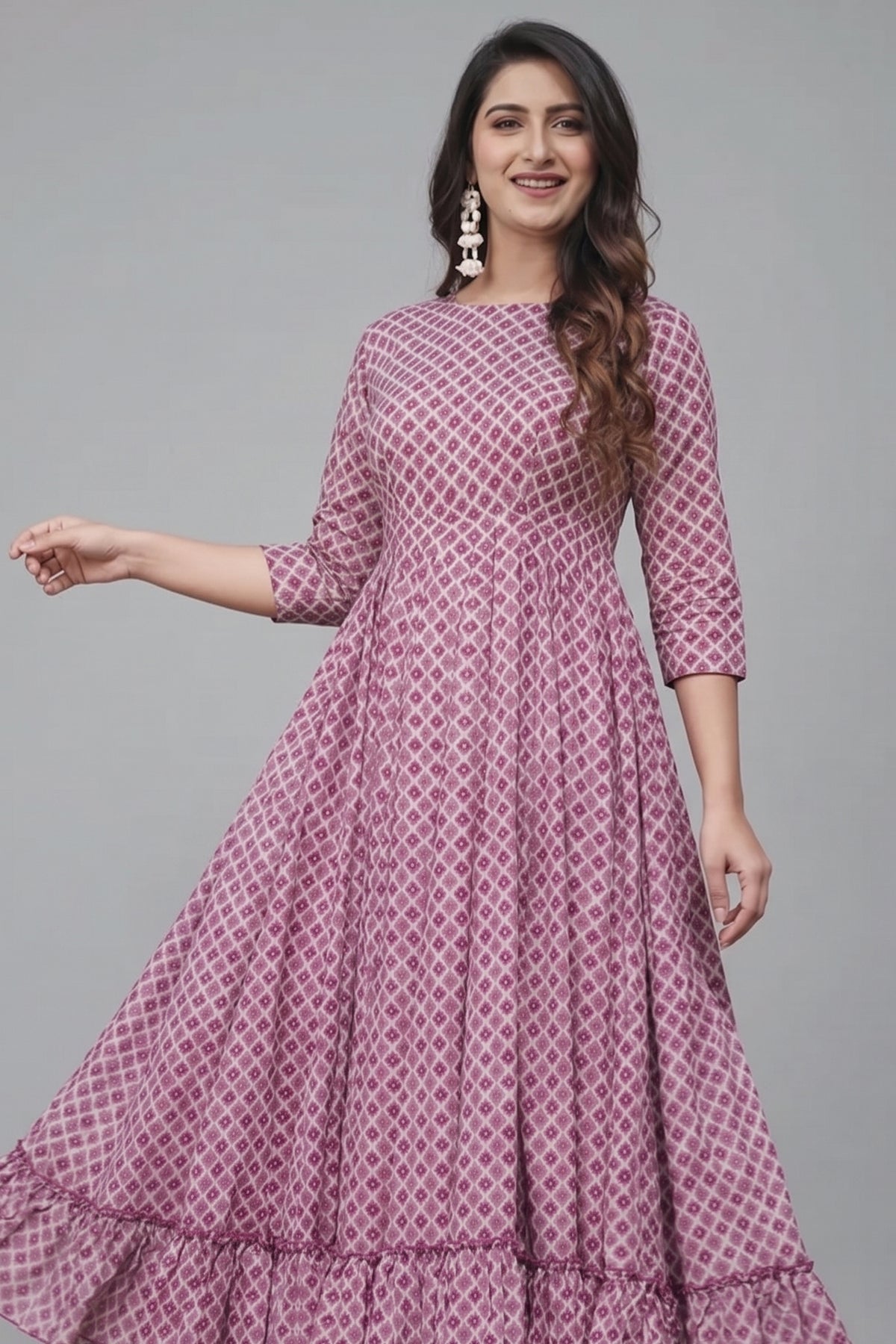 Dark Pink Rayon Digital Printed Kurti - pink rayon saree