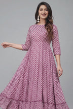 Dark Pink Rayon Digital Printed Kurti - pink rayon saree