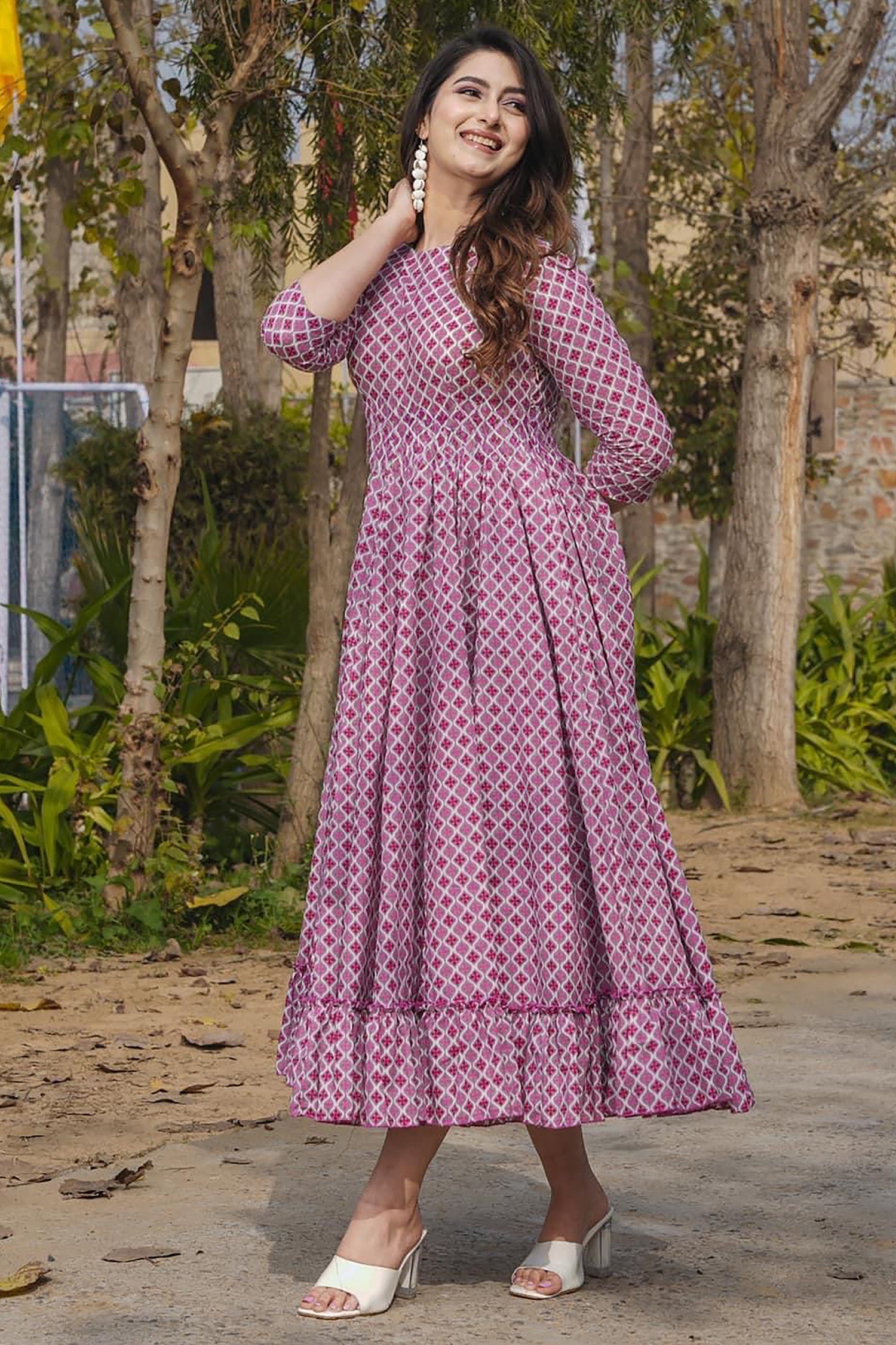 Dark Pink Rayon Digital Printed Kurti