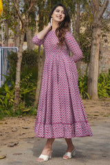 Dark Pink Rayon Digital Printed Kurti