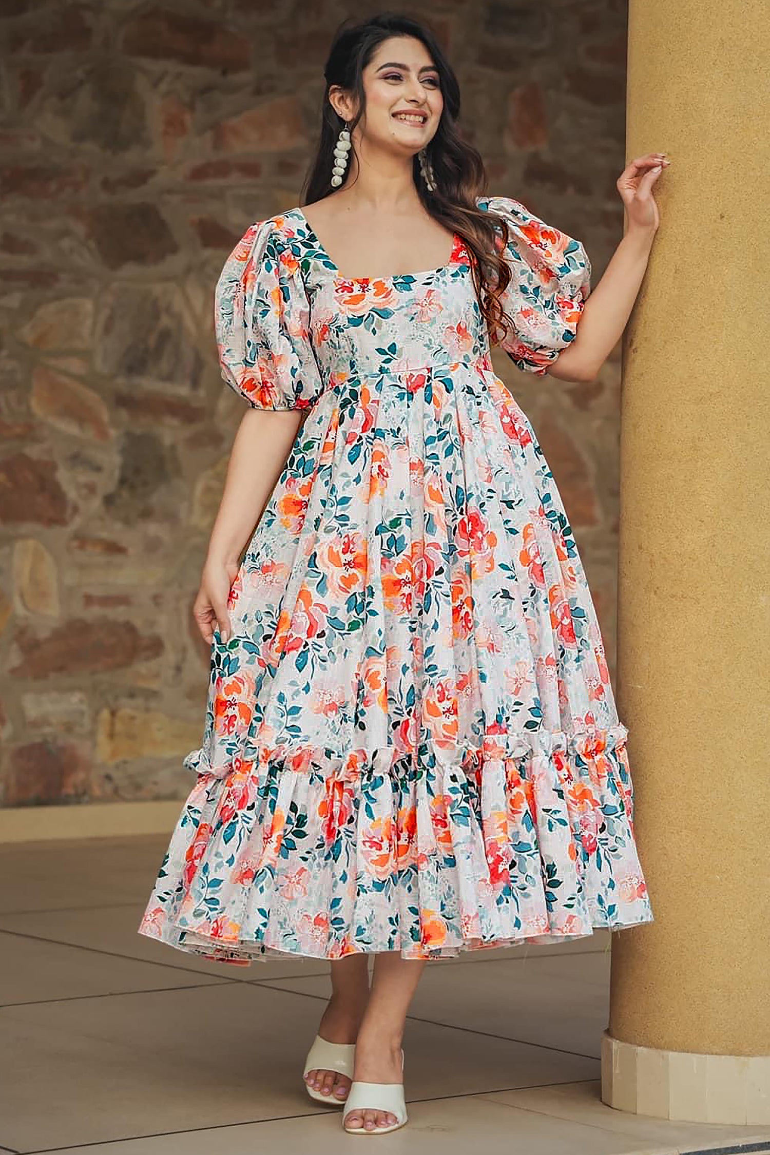 Off White Rayon Digital Printed Kurti