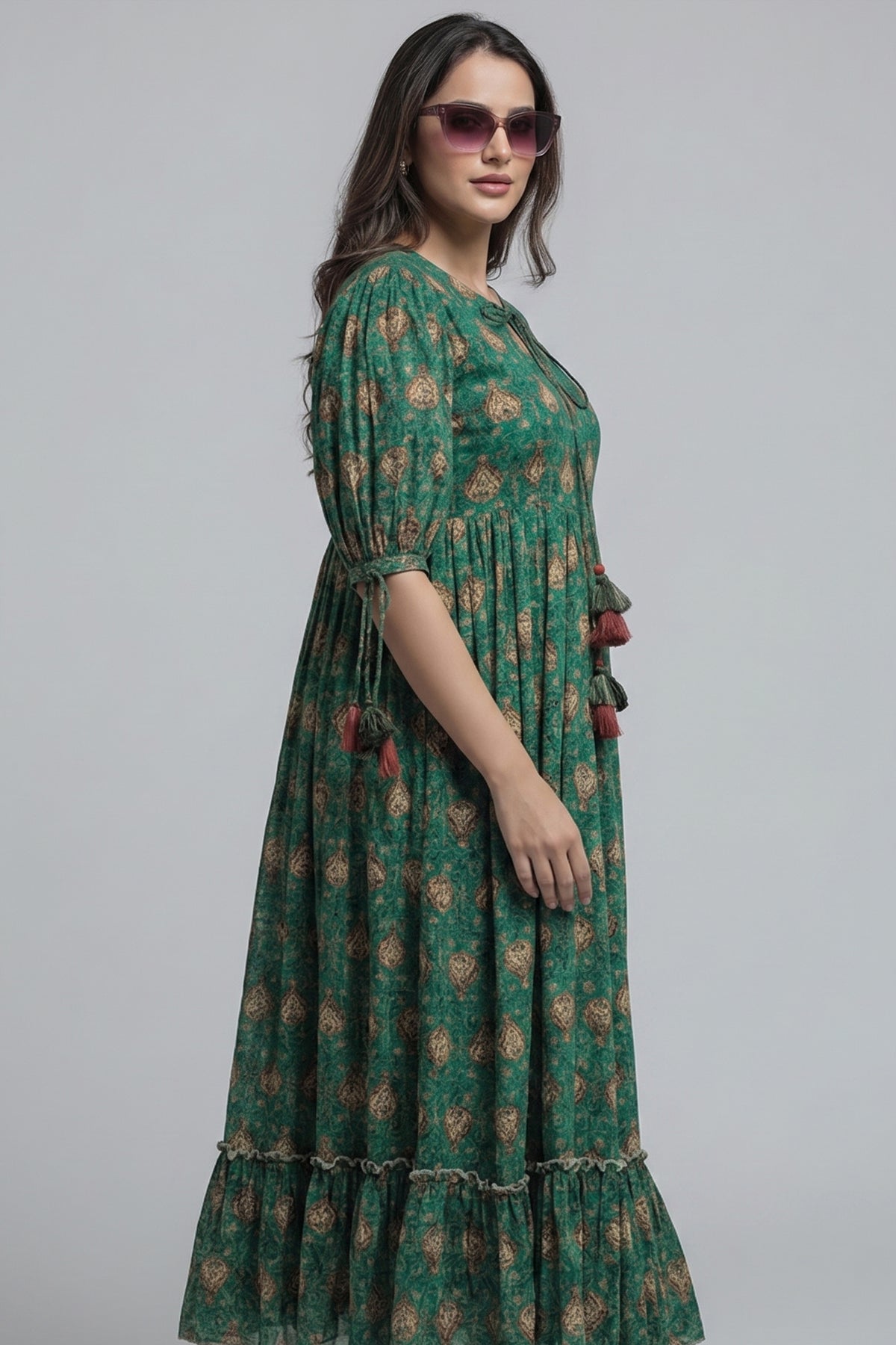 Green Rayon Digital Printed Kurti - green rayon saree