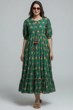 Green Rayon Digital Printed Kurti - green rayon saree