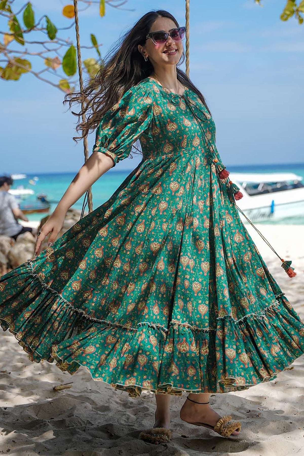 Green Rayon Digital Printed Kurti - green rayon saree