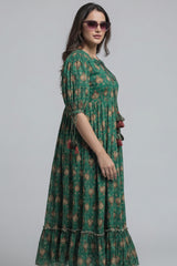 Green Rayon Digital Printed Kurti - green rayon saree