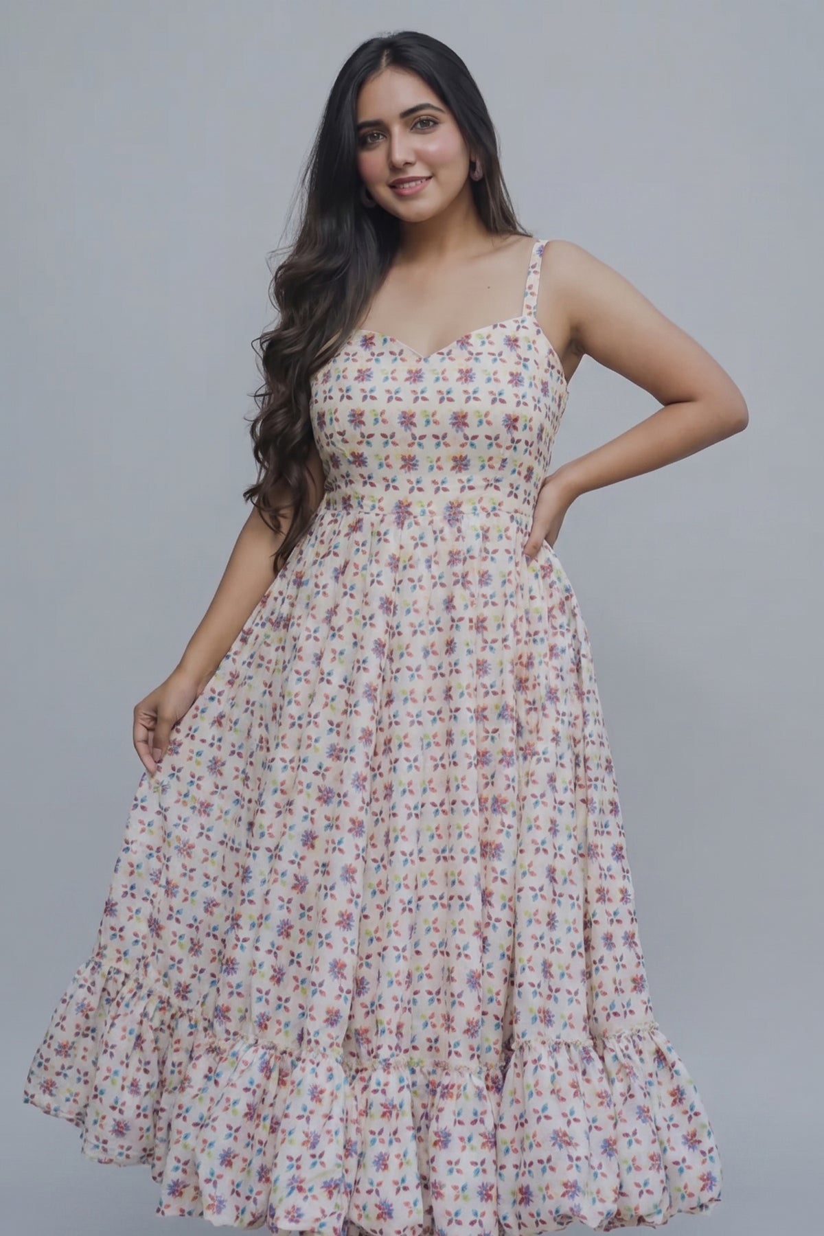 Cream Rayon Digital Printed Kurti - cream rayon saree
