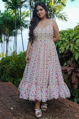 Cream Rayon Digital Printed Kurti