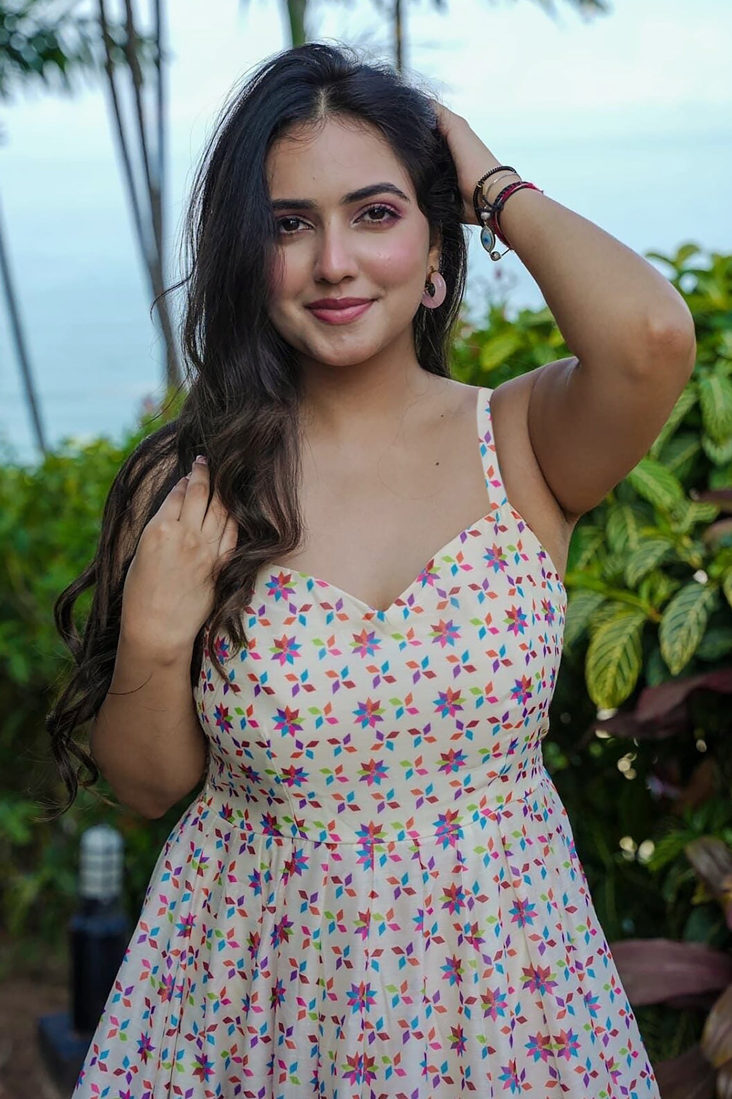 Cream Rayon Digital Printed Kurti