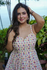 Cream Rayon Digital Printed Kurti