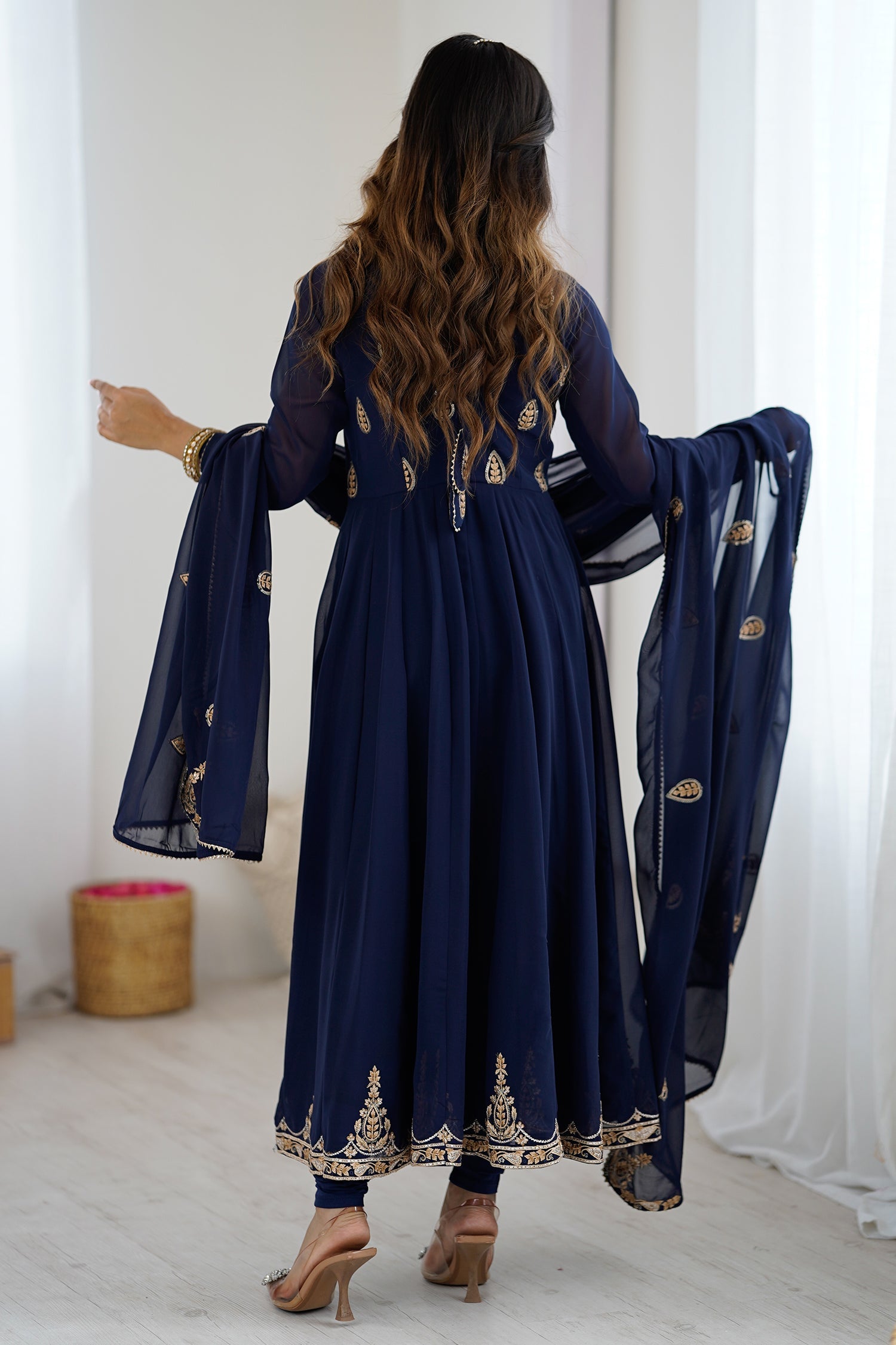 Dark Blue Georgette Anarkali Kurti Set