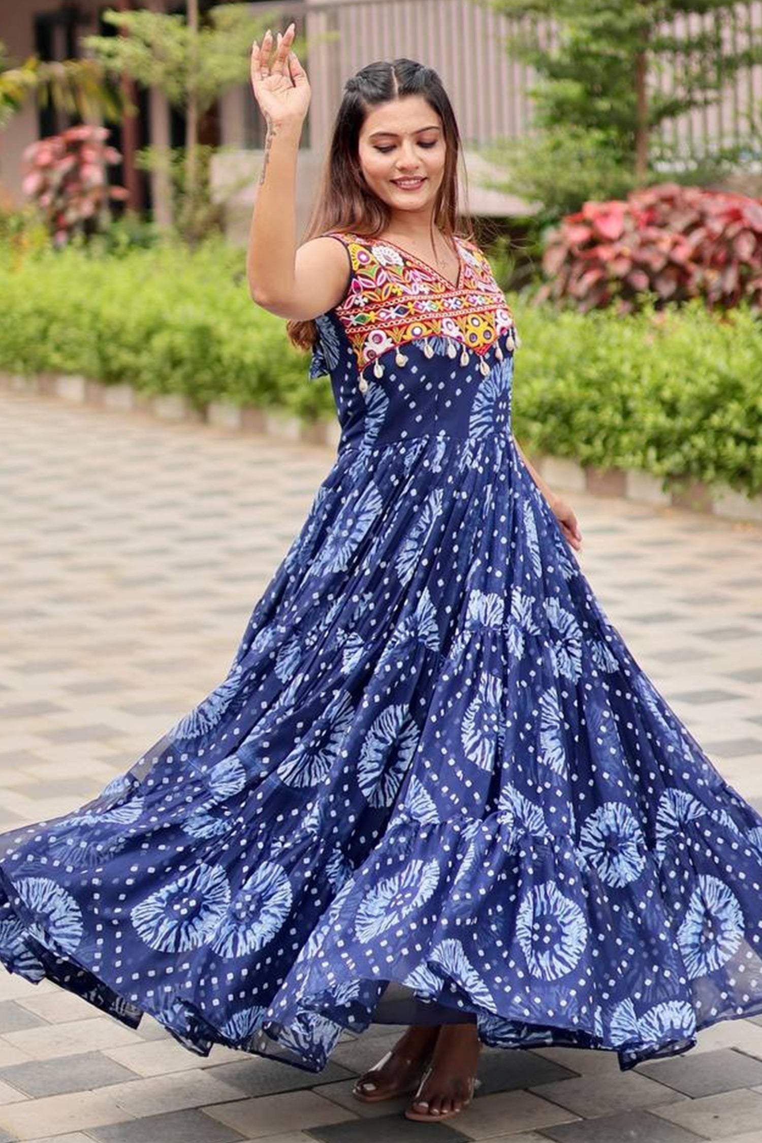Blue Georgette Kachchi Worked Anarkali Kurti