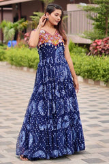 Blue Georgette Kachchi Worked Anarkali Kurti
