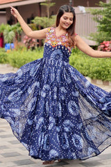 Blue Georgette Kachchi Worked Anarkali Kurti