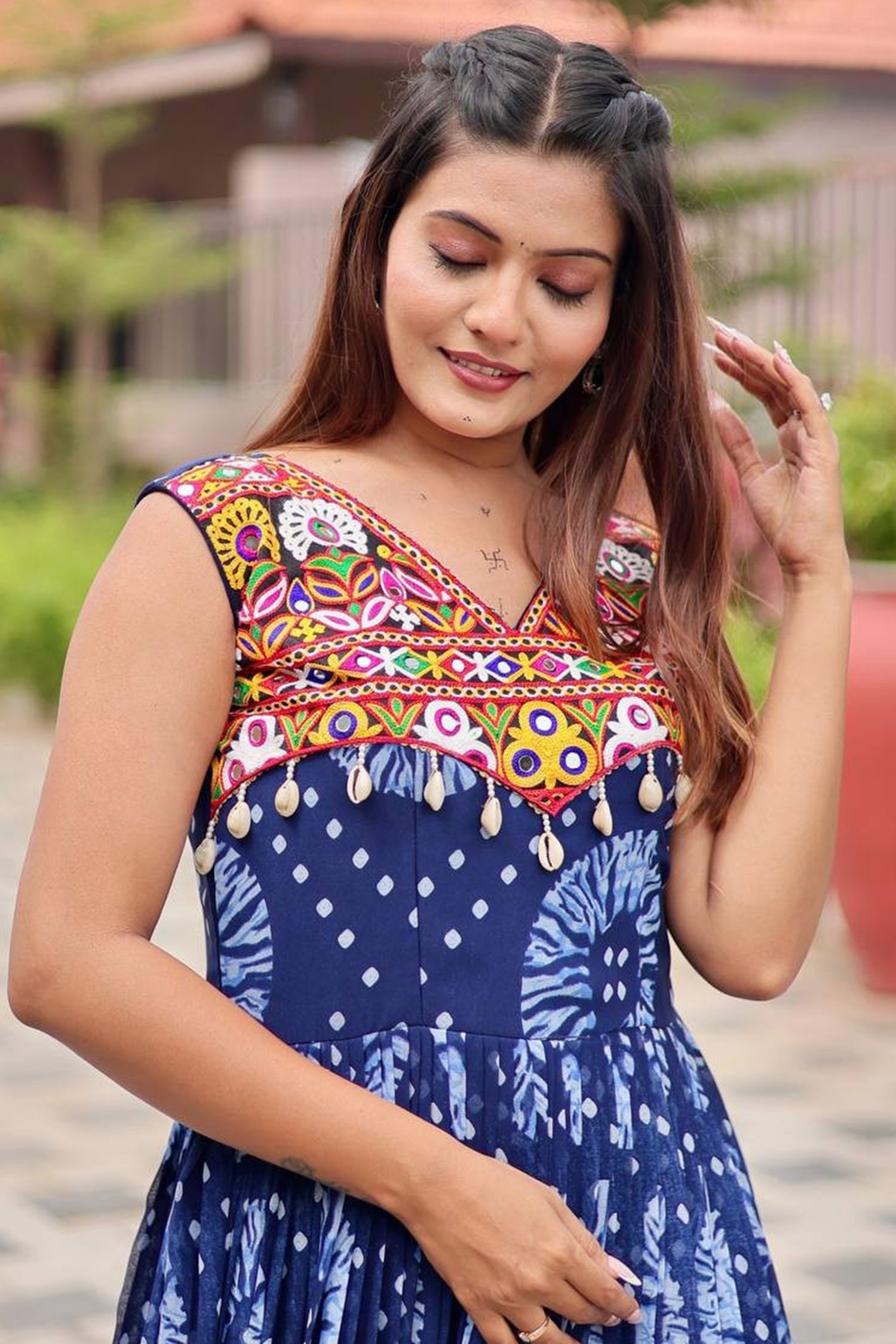 Blue Georgette Kachchi Worked Anarkali Kurti