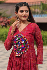 Pink Georgette Kachchi Worked Anarkali Kurti