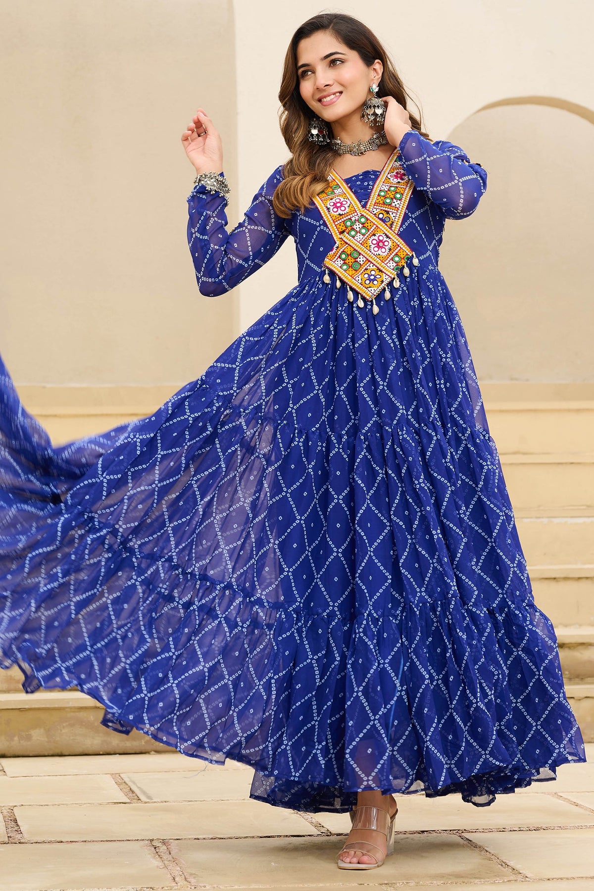 Blue Georgette Kachchi Worked Anarkali Kurti