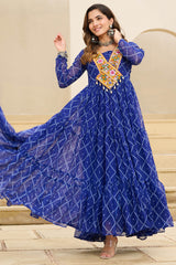 Blue Georgette Kachchi Worked Anarkali Kurti