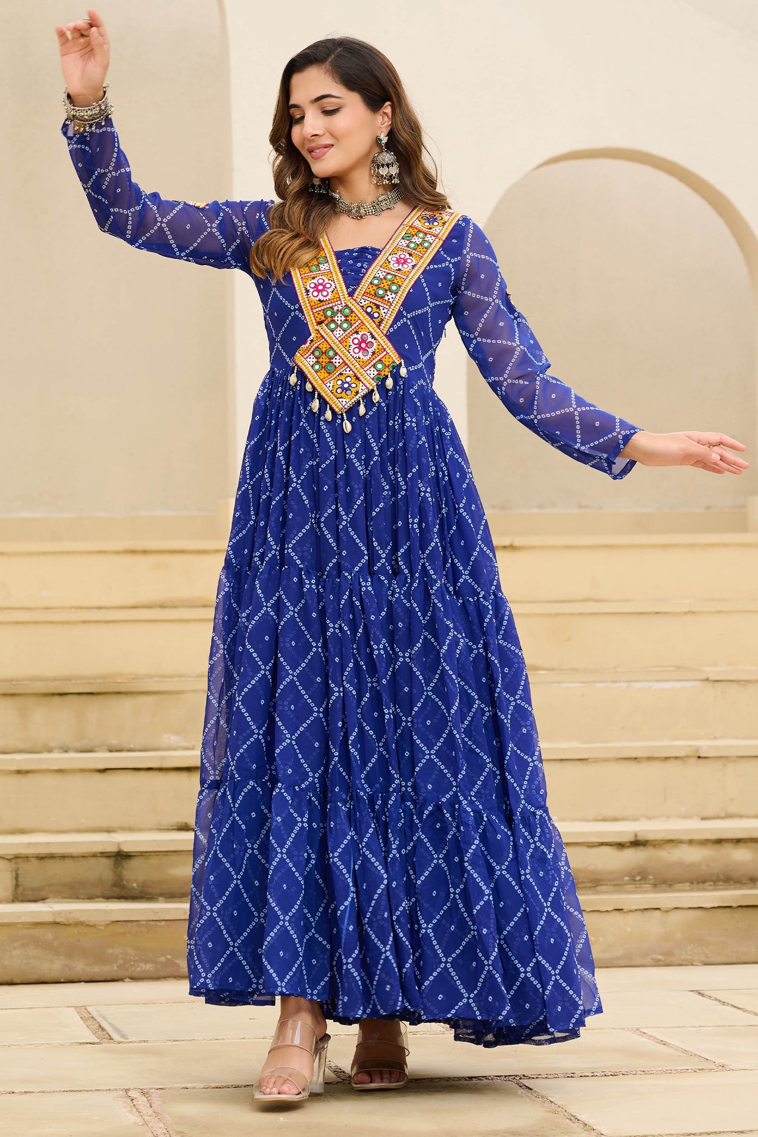 Blue Georgette Kachchi Worked Anarkali Kurti
