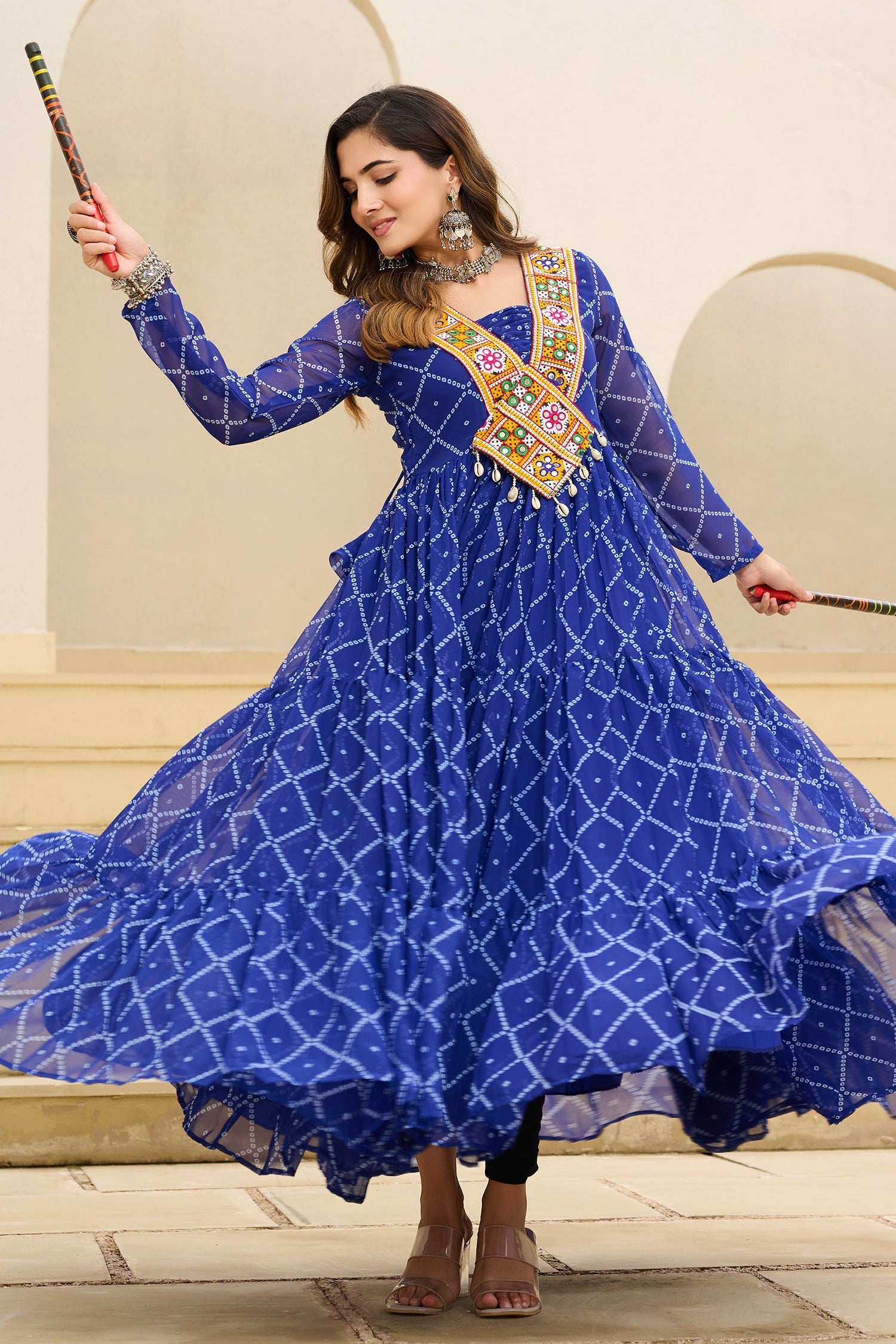 Blue Georgette Kachchi Worked Anarkali Kurti
