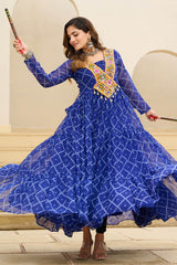 Blue Georgette Kachchi Worked Anarkali Kurti