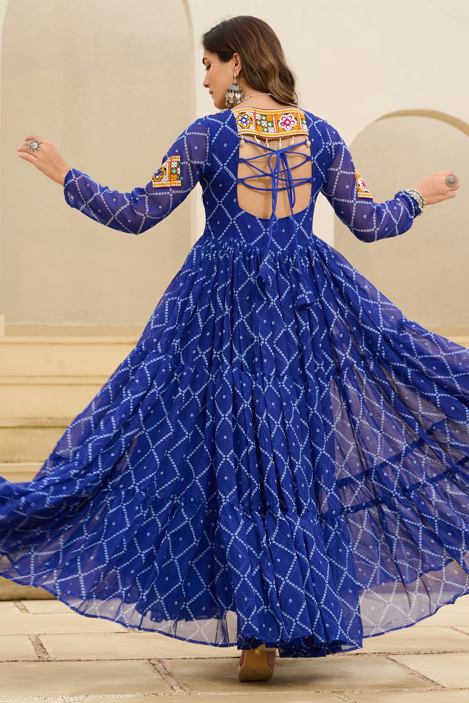 Blue Georgette Kachchi Worked Anarkali Kurti