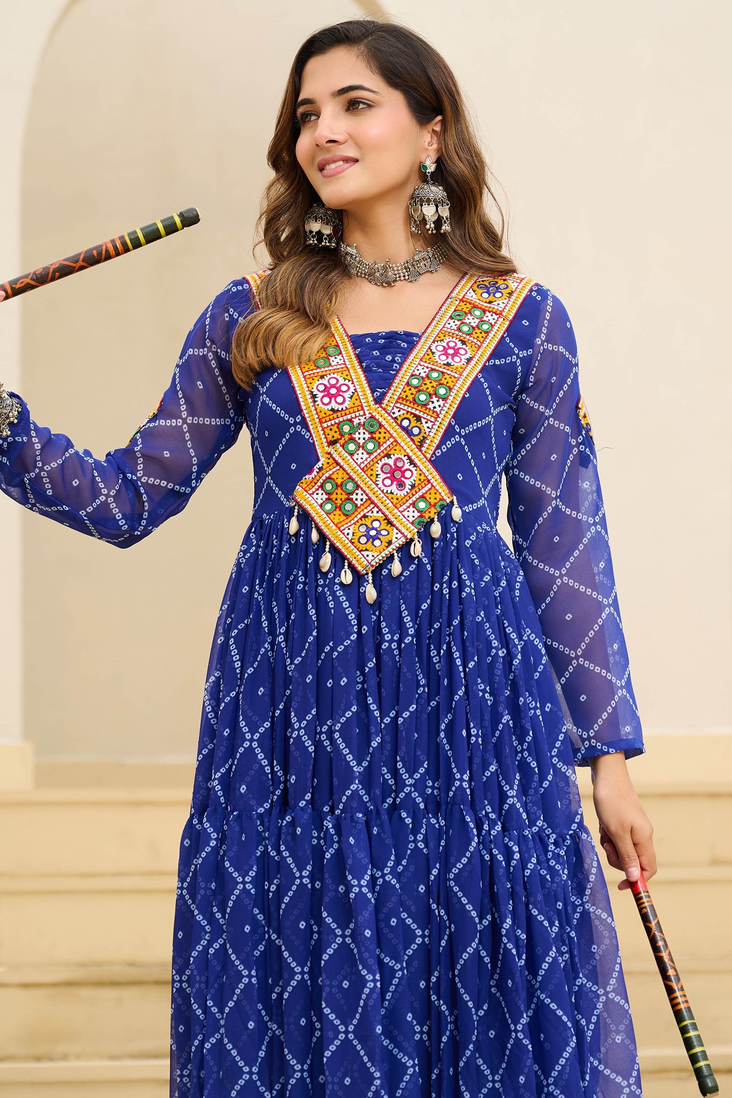 Blue Georgette Kachchi Worked Anarkali Kurti