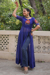 Blue Georgette Kachchi Worked Kurti